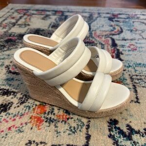 Elegant White Wedge Sandals -2 Straps